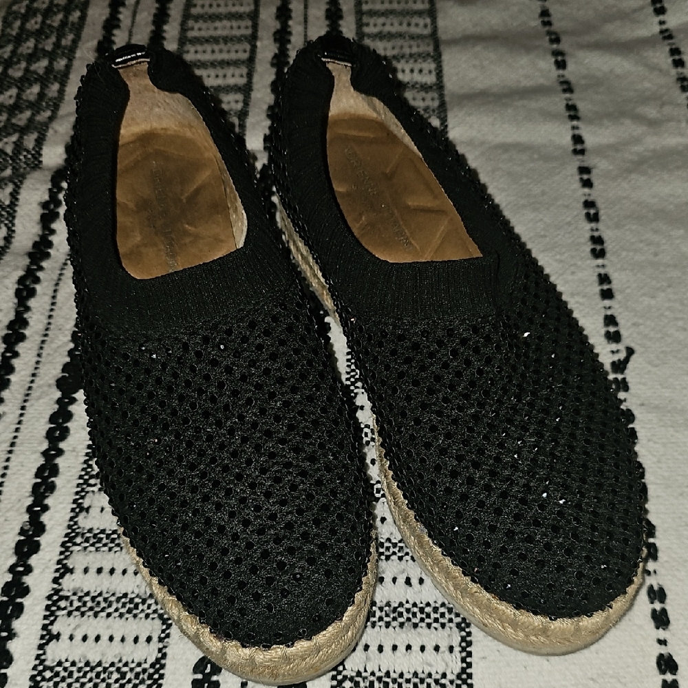 Adrienne Vittadini Black Nicola Sparkling Wedges  rhinestone slip on shoes